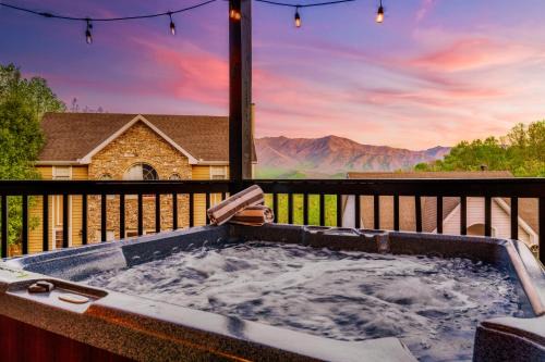 Chalet Village House | Eagle View Chalet 3BR 3BA - Gatlinburg Retreat - Scenic Mountain Views, Hot Tub, Game Room, Firepit, Foliage - Sleep 8
