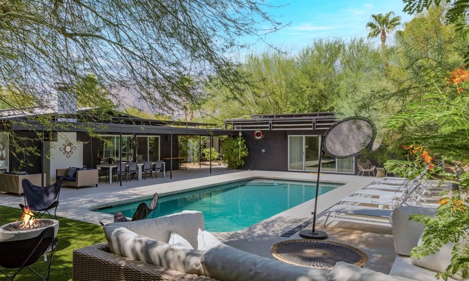 Racquet Club Estates House | Earthy Mid-Century Luxury W/ Casita & Pool.