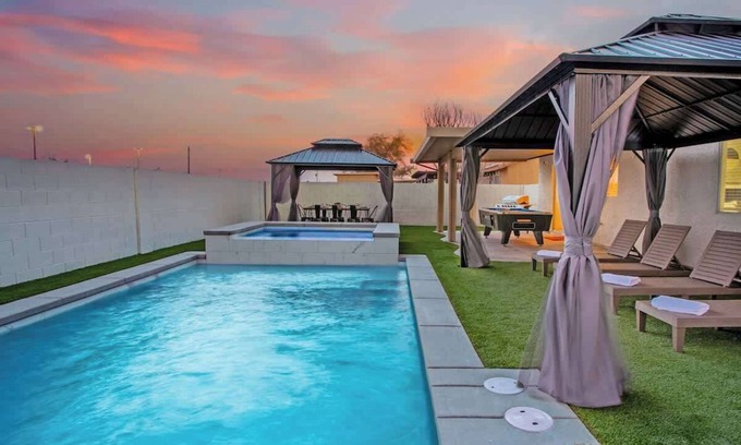 North Las Vegas House | Endless Fun @ 5BR Oasis w/Pool, Spa, Arcade Games