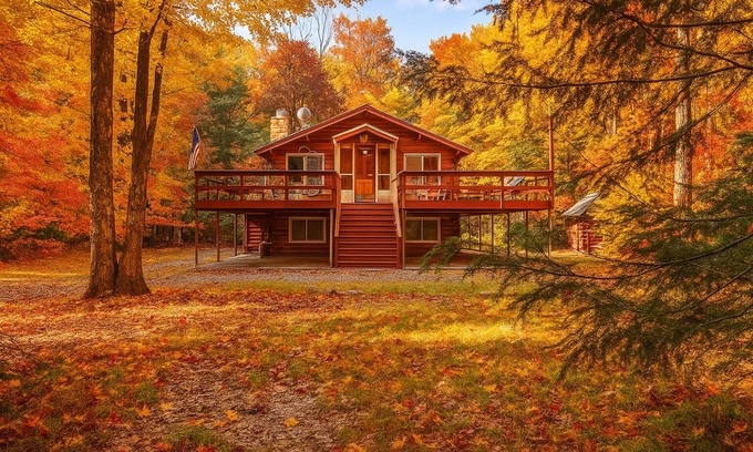 Blakeslee Ski Chalet | Fall Foliage Chalet. EV Charger Sauna,Hot Tub,Movie Room & Firepit. PET Friendly