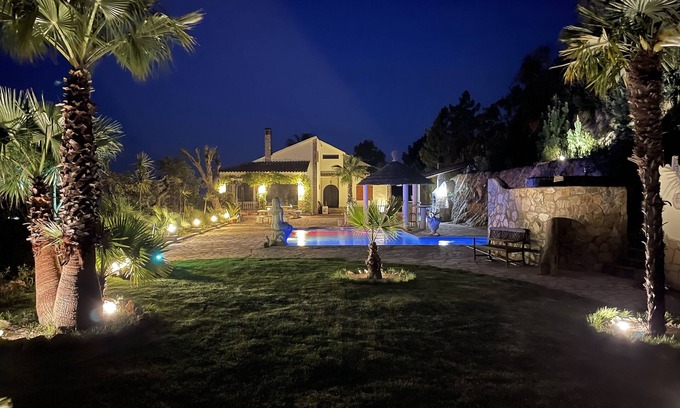 Lloret de Mar Villa | Fantastic villa/finca with pool landscape, sea view, palm garden on 5000 m²