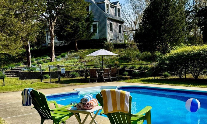 Plymouth House | Farmhouse with pool and private beach access
