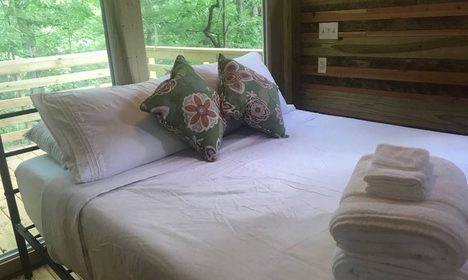 Suches Cabin | Firefly Bend Treehouse - View of the National Forest from Your Bed
