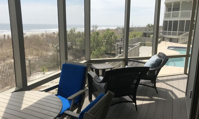 Surfside Beach Condo | First Floor Beachfront condo with direct access to the pool and beach walkway.