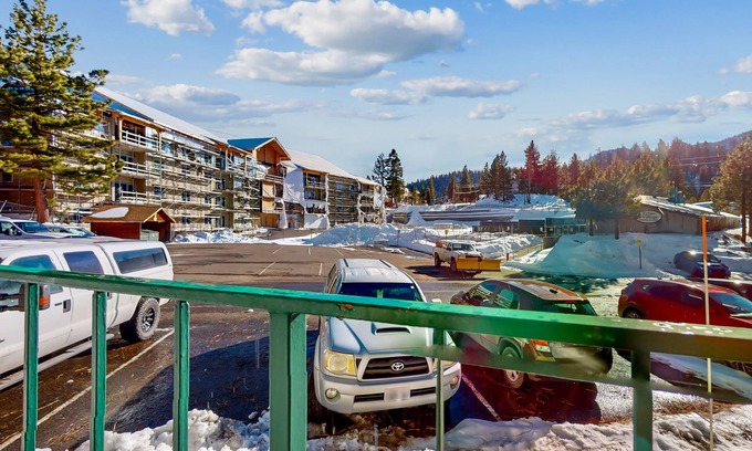 Tahoe Village Condo | First-floor ski condo with balcony views, pool, hot tub, & fireplace, sleeps 4