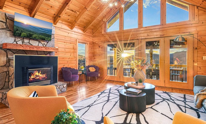 Marion Cabin | Foliage Views! Hot Tub, Game Room, Movie Theater, Fire Pit