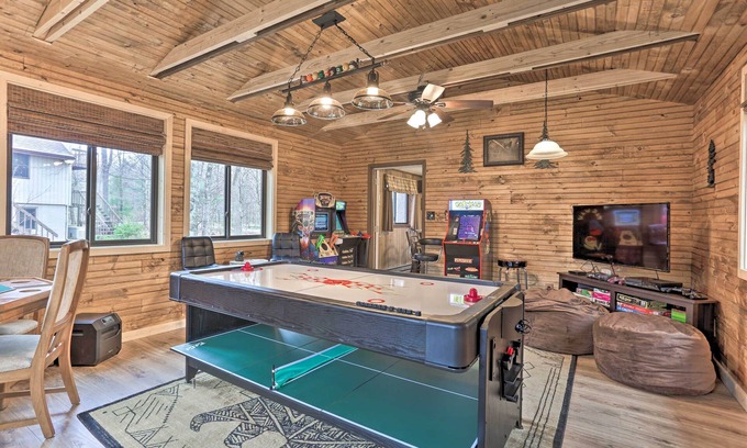 Locust Lake Village House | Game Room & Golf Cart: 'Bear Den' Pocono Lake Home