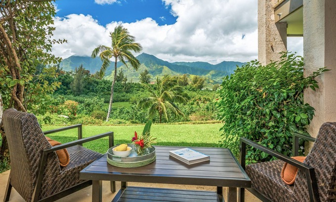 Princeville Condo | Gorgeous 2 Bedroom Ground Floor Unit with Amazing Views at Hanalei Bay Resort