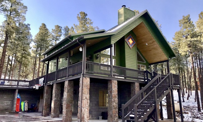 Greer Cabin | Gorgeous Forest Cabin with Hot Tub & Game Room