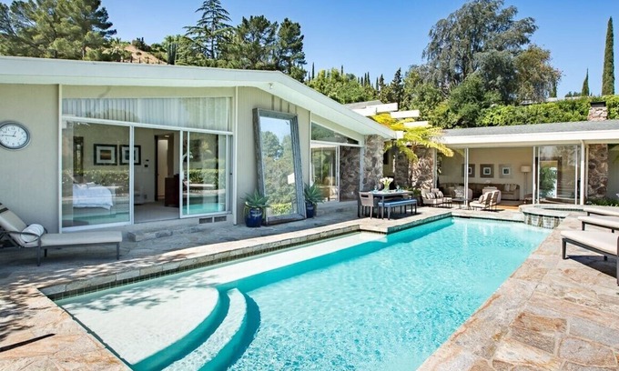 Hollywood Hills West House | Gorgeous Hollywood Hills Mid-Century Modern Celebrity Gated Spa Estate w/Views