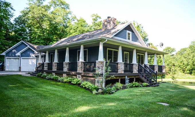 Hamilton House | Grill, Hot Tub, Fire Pit, Game Room, Pond, Theater ~ Just 4 Mi. From Saugatuck!