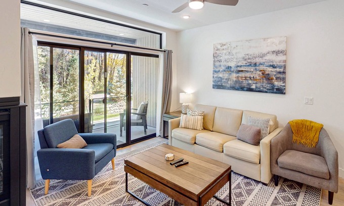 Silverthorne Condo | Ground-Floor, Riverfront Getaway with a Gas Fireplace, WiFi, & Furnished Patio