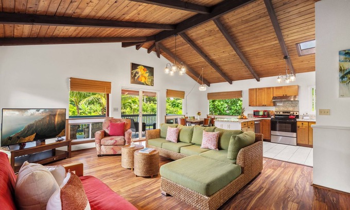 Wainiha House | Hale Haena Kai - Hawaiiana Home, walk to the beach TVNC#5154