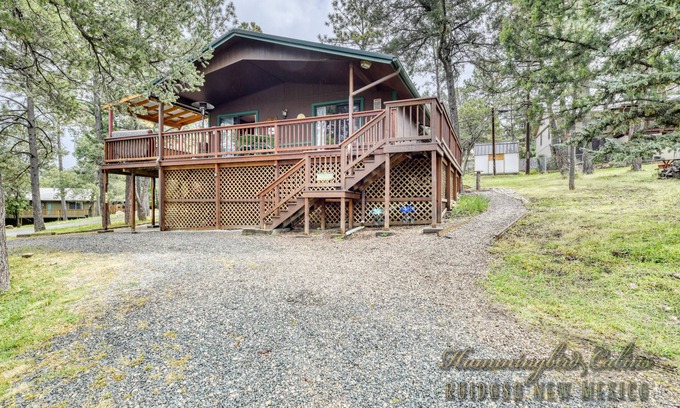 Ruidoso Cabin | Hidden Treasure: 'Secret Goldmine!' with hot tub. Pet friendly. Wi-Fi. Fireplace.