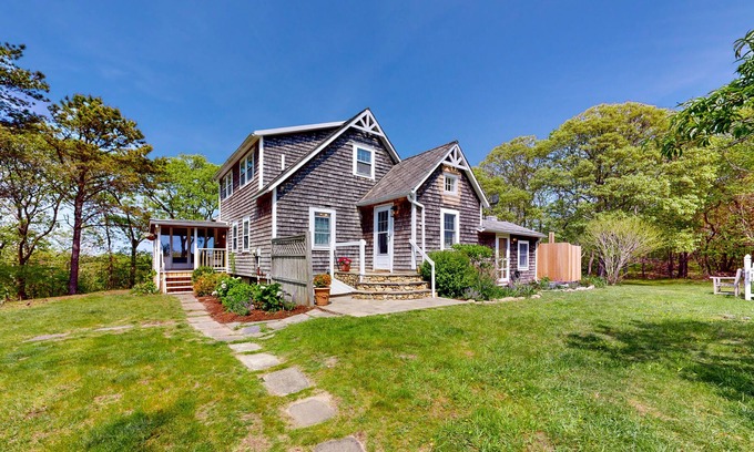 Aquinnah House | Historic, coastal home with water views, screened-in porch, large deck, & grill