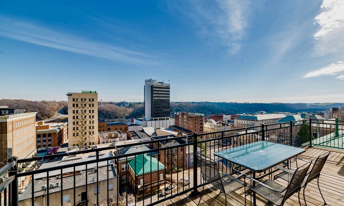Central Business District Apartment | Historic Downtown Loft, Private Deck with View and outdoor Firepit