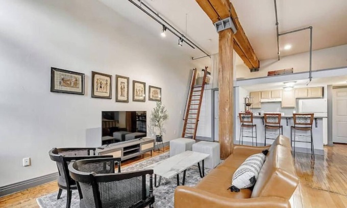 Detroit Apartment | Historic Industrial Loft with a Spacious King bed Suite