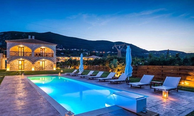 Alykes Villa | Impressive Stone-Built Villa, A/C and Private Pool just 650 meters from Alykes Beach Resort!