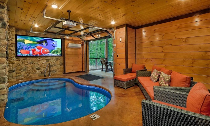 Gatlinburg - Pigeon Forge Cabin | Incredible Cabin with Private Indoor Pool, Theater, Views and Outdoor Living