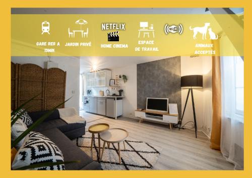 Rueil-Malmaison Apartment | Joséphine Cosy - Centre Ville-Pets friendly - Home cinema Netflix - Jardin Privé