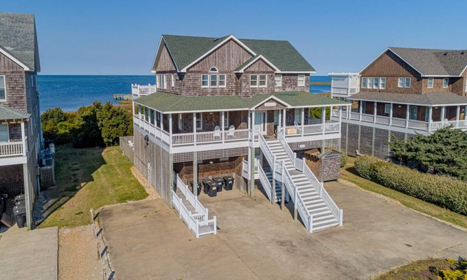 Wind Over Waves House | KiteHouse - 7BR Sound Front House w/Pool, Hot tub, Private dock & Kite Launch