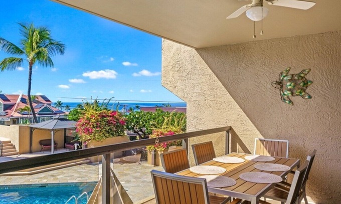 Historic Kailua Village Condo | KONA PACIFIC A-206 OCEAN VIEW, REMODELED, WALK TO TOWN! Elevator, AC!