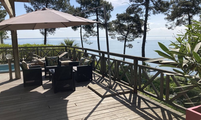 Lege-Cap-Ferret Villa | La Pointe aux Chevaux, Wooden Villa Panoramic Sea View, Jacuzzi, 100m from beach