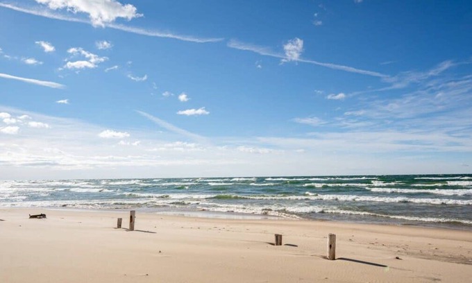 Port Sheldon House | Lake View Beach Home - Private Beach Access
