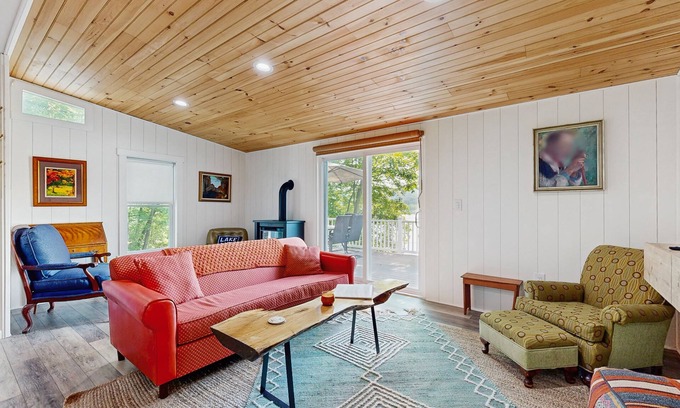 Town of Jerusalem House | Lake-view home with private water access, dock, 2 kayaks, deck, & fireplaces
