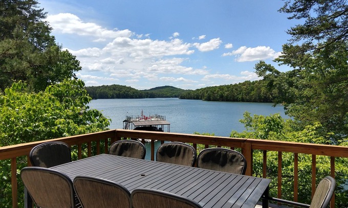 Morganton Cabin | Lakefront Cabin - Dock, Kayaks, Hot Tub, Game room, 2 King Beds