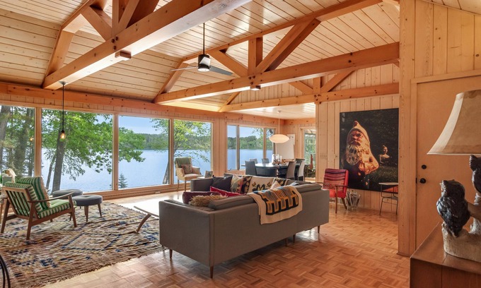 Land O Lakes House | Lakefront dog-friendly home & cottage with dock, sauna, Ping-Pong, fireplace