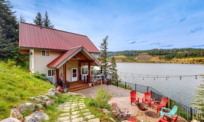 Coeur d'Alene House | Lakefront, dog-friendly home with private dock, swimming beach & firepit