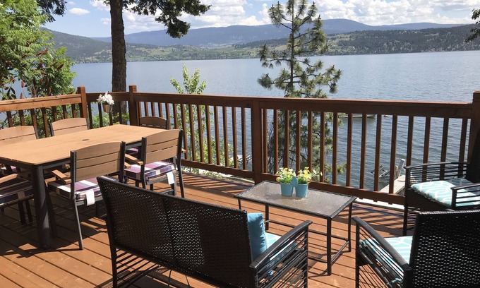 Central Okanagan Cottage | Lakefront family Cottage Available 2024 outdoor space and Private Buoy