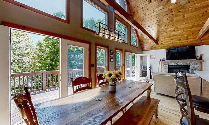 Tazewell Cabin | Lakefront home - dog-friendly, private dock, two fireplaces, and central AC