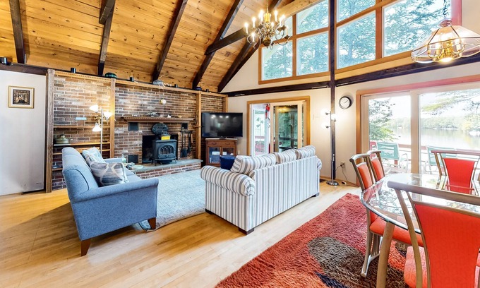 Lake Arrowhead House | Lakefront home with amazing views, 2 kayaks, firepit & 45 feet of lake frontage
