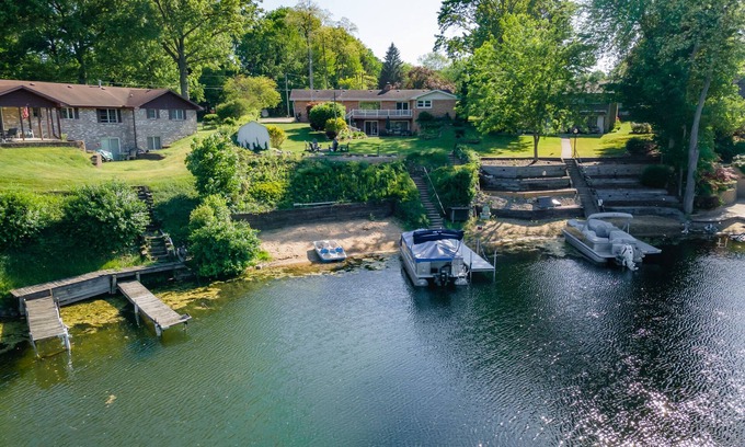 Coloma House | Lakefront home w Private Beach, Hot Tub, Sauna