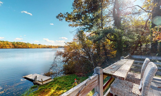 Plymouth House | Lakefront home with private dock, deck, & lovely view - short drive to the cape