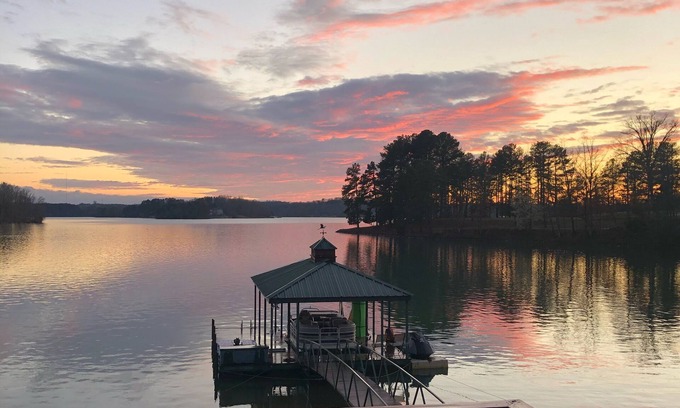 Seneca House | Lakefront home with private beach & unbelievable sunsets on Lake Keowee