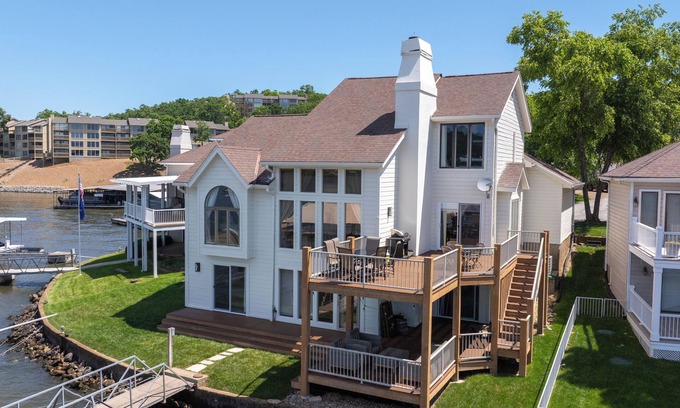 Lake of the Ozarks House | Lakefront Luxury - Private Dock - 2 Spacious Decks - Heart of the Lake!