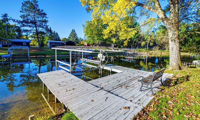 Nekoosa House | Lakefront Nekoosa Home: Private Beach & Boat Dock!