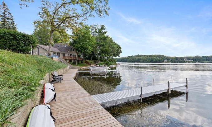 Newaygo Apartment | Lakeside Getaway with Dock, Firepit, Grill