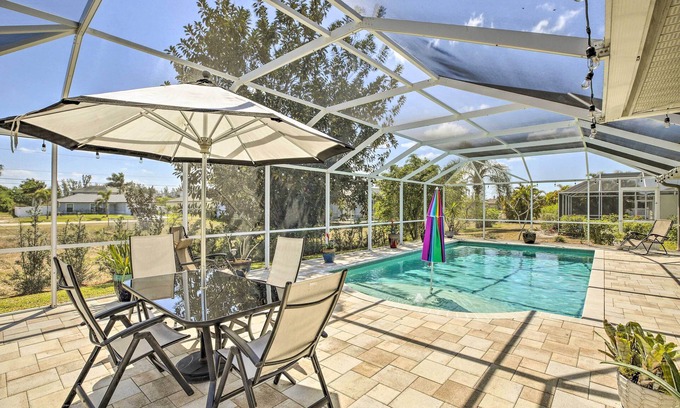 Trafalgar House | Lanai & Heated Pool: Stunning Cape Coral Getaway