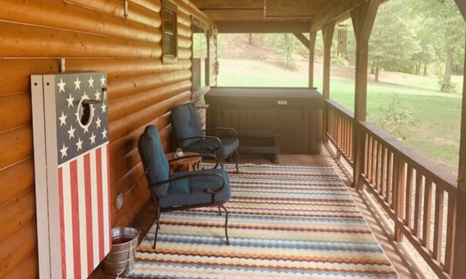 Golden Cabin | Large back porch with new hot tub, internet, pond, secluded, near glover river