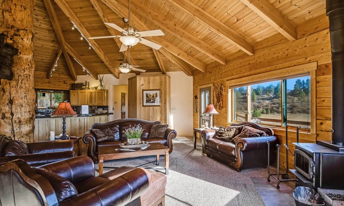 Pagosa Highlands Cabin | Large family-friendly cabin with game room, hot tub, & wraparound deck