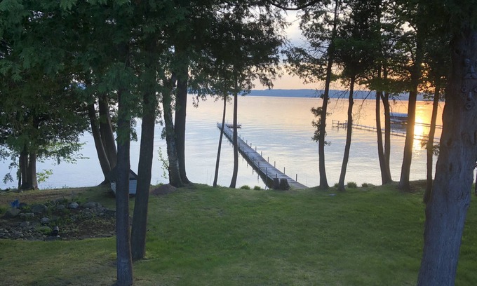 Cheboygan House | Large Lakefront Burt Lake Home with Amazing Sunset Views! NEW A/C FOR 2022.