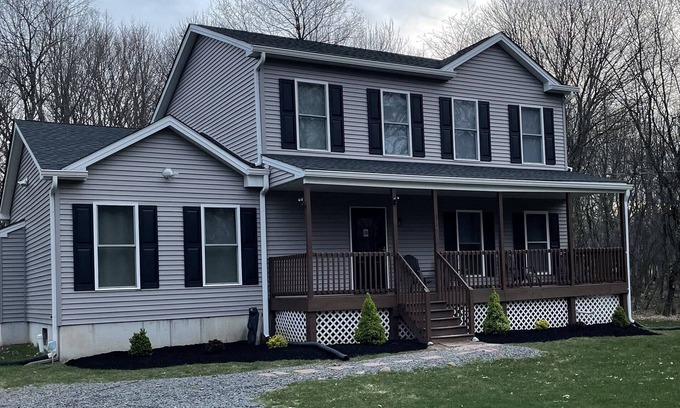 Albrightsville House | Large Pocono Mountain Getaway with hot tub, finished basement, bar & game room!