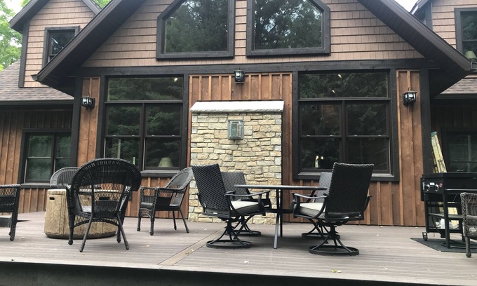 Egg Harbor Cabin | Larsen Lodge Downtown Village Egg Harbor, Sauna, New, Rustic and Elegant.