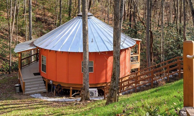 Cherokee Cabin | Laughing Water, Enchanting Moroccan Yurt, Hot Tub overlooks Babbling Brook