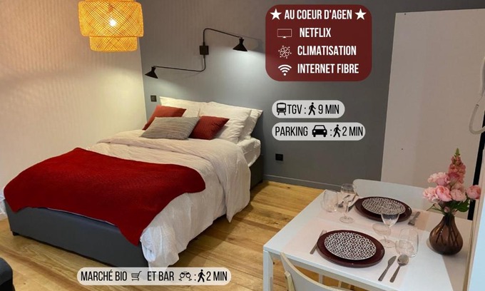 Agen Apartment | Le Charme - Au Coeur d'Agen - Self Checkin - Wifi - Netflix - Smart TV - Luqs fr