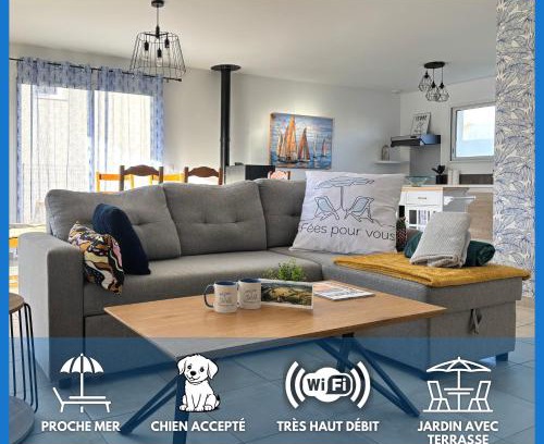 Asnelles House | Les dunes, maison neuve 8 p bien équipée jardin clos, parking, garage à 850 m de la plage et centre bourg, sur plages du débarquement près Arromanches et Bayeux